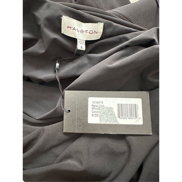 HALSTON REIA ONE SHOULDER DRESS BLACK US 8 $445 - Picture 9 of 9